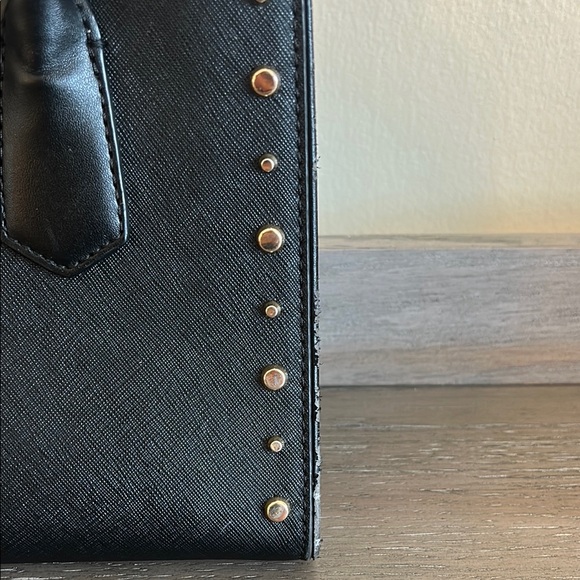 Michael Kors Black Crossbody Satchel Maple Saffiano Leather with Studded Details - Picture 3 of 9